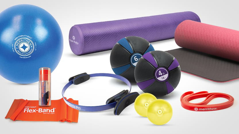 A collection of Merrithew pilates props