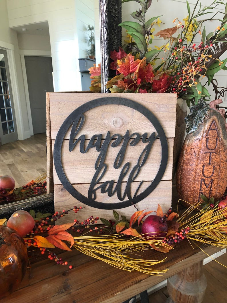 Thumbnail: Happy Fall Interchangeable Metal Sign Wasatch Metal Werx