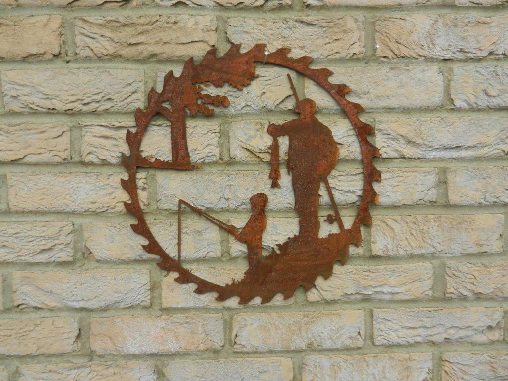 Rusty Metal Fisherman & Son Wall hanging Decor