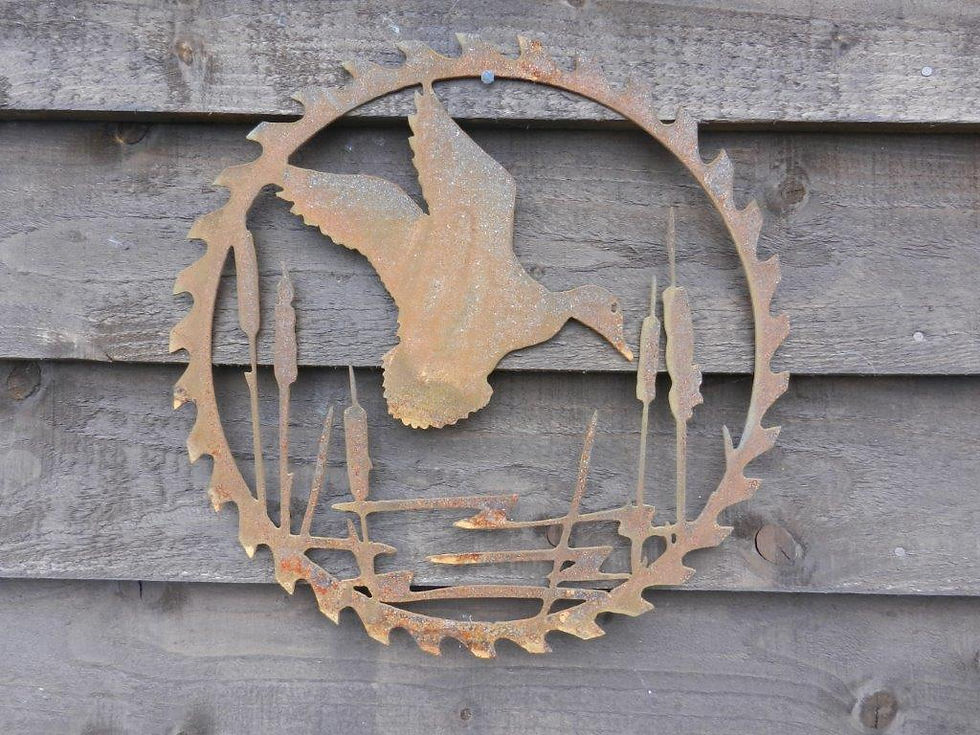 Thumbnail: Rusty Metal Duck Pond Saw Blade Wall Art