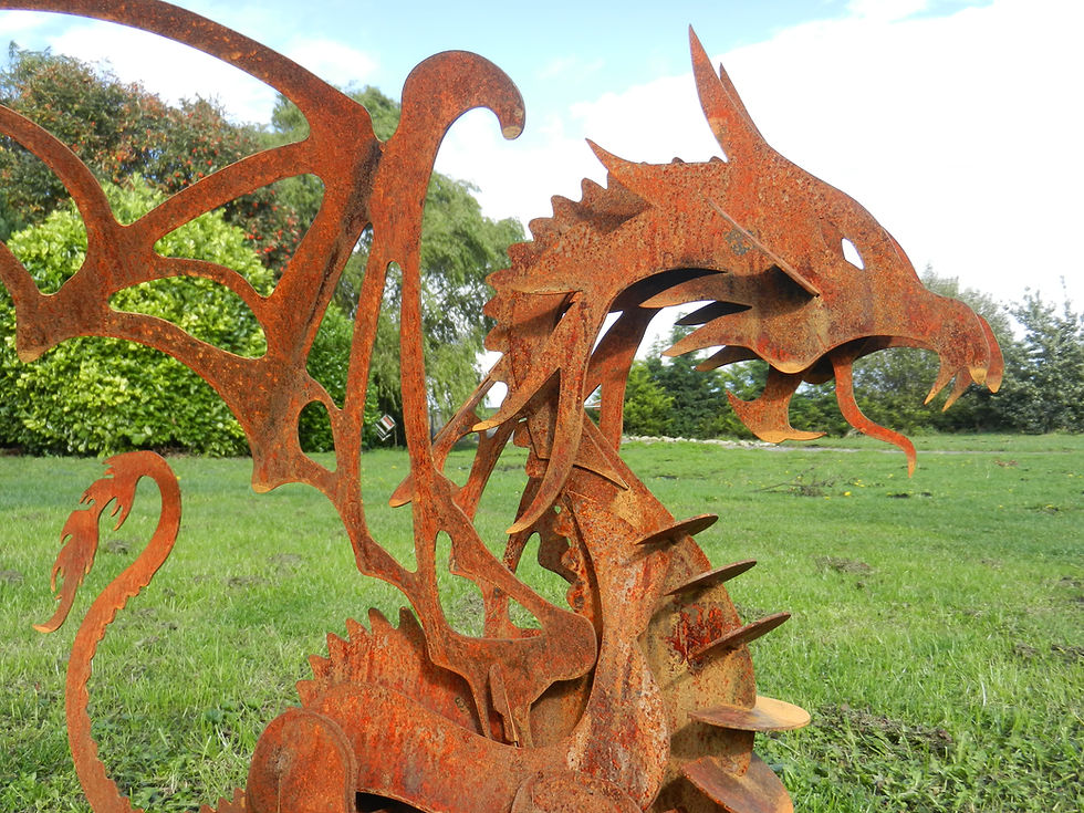 Thumbnail: Rusty Metal Dragon Sculpture - Large