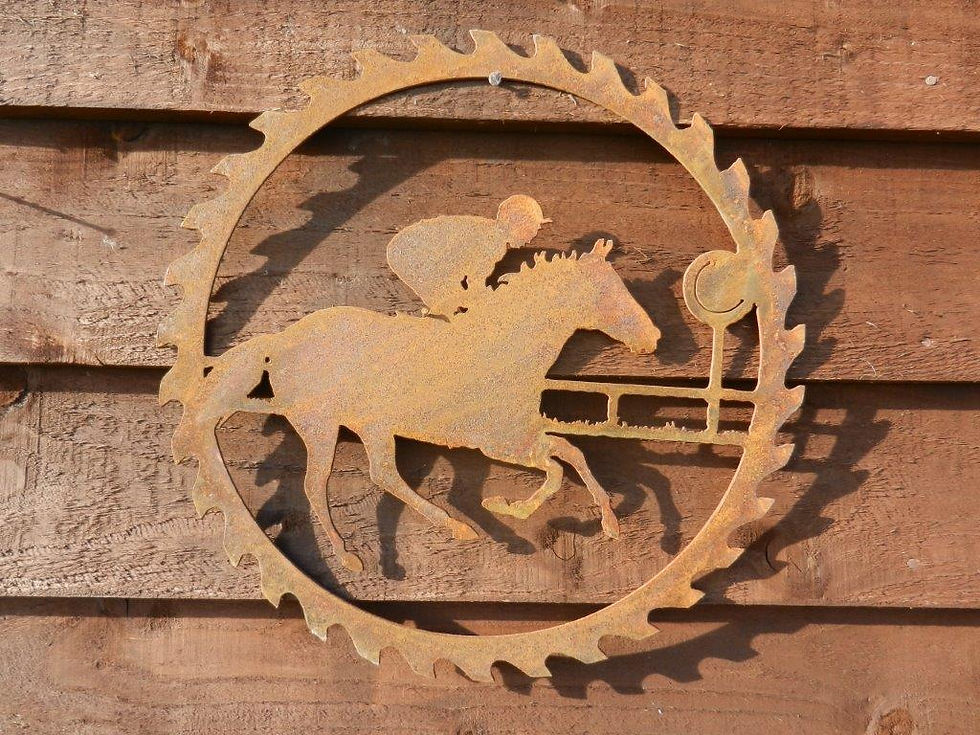 Thumbnail: Rusty Metal Horse Racing Wall Decor