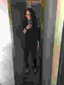 Still the same t-shirt and pants, plus a black blazer from Forever21, and black heels