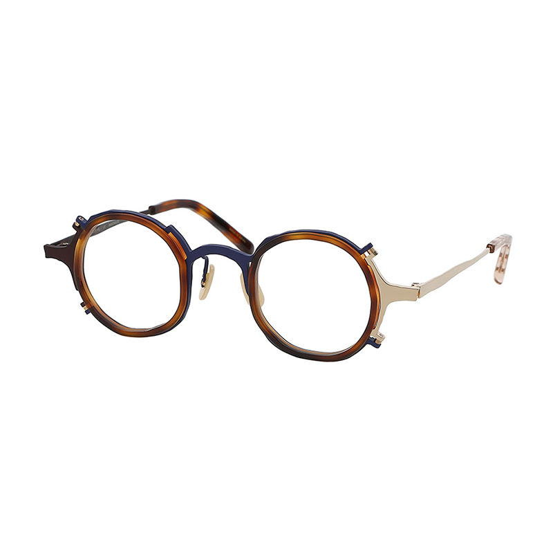 縮圖：MM-0083 No.3 Havana / Brown - Navy - Gold SIZE: 42-26-145