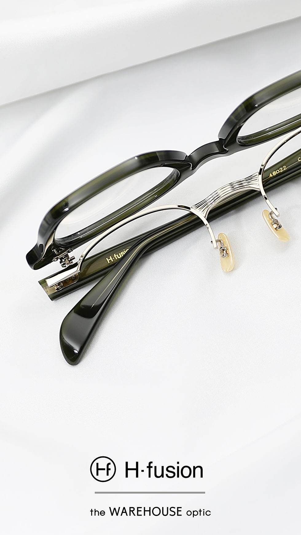 縮圖：HF-906 #04 clear khaki / gold Size: 48□22  機能型眼鏡介紹｜上掀式眼鏡｜抗老花神器 FLIP UP 眼鏡