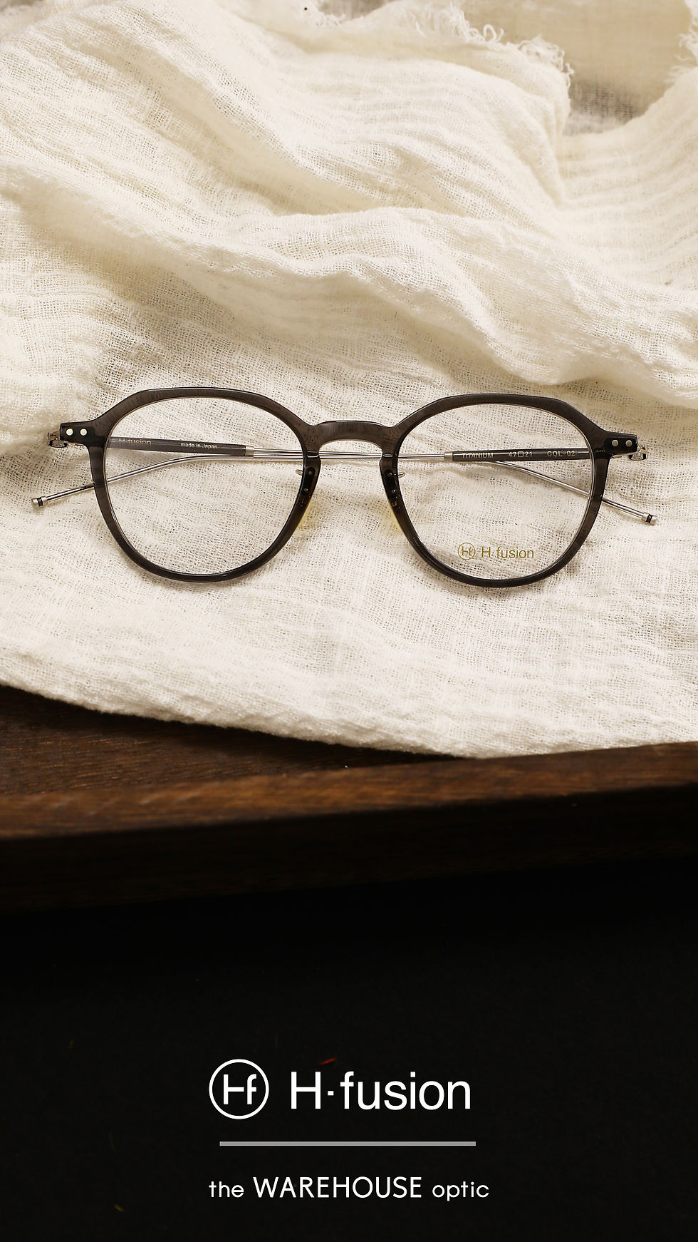 縮圖：HF139-02 clear dark gray / silver, SIZE: 47-21