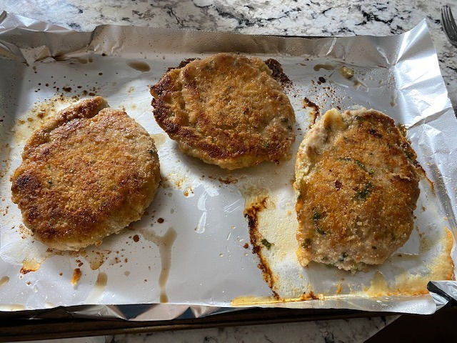 Turned over schnitzel