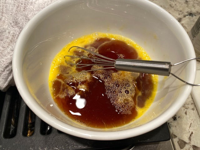 Mix eggs and marsala