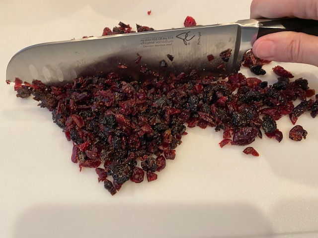 Chop cranberries and cherries