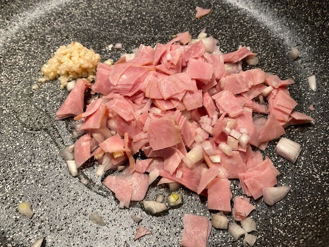 Sauté shallots garlic & ham