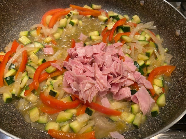 Stir in ham