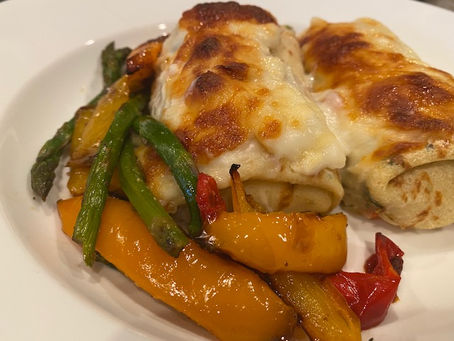 Chicken Onion Pepper Crepes