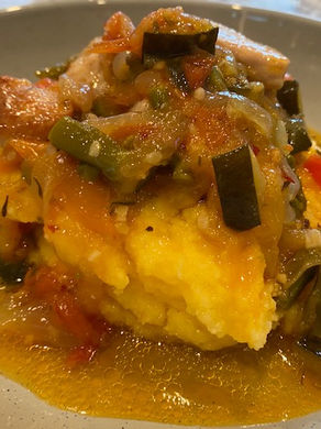 Turkey Peperonata over Polenta