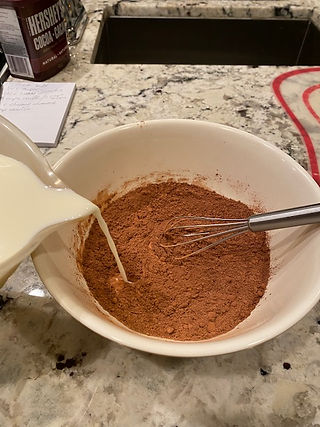Whisk little liquid in cocoa 