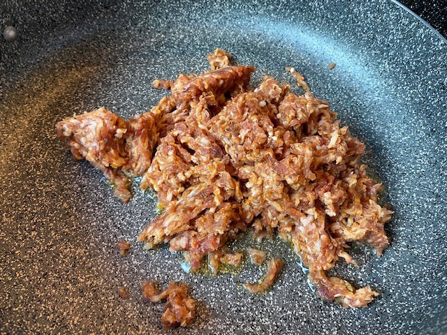 Frying meat