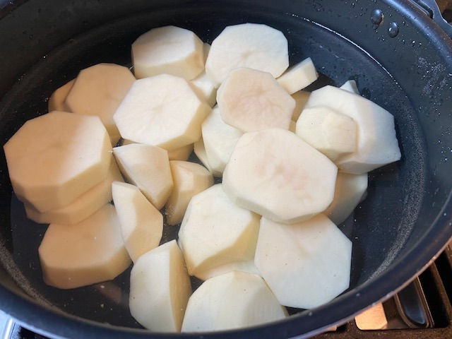 Boil potatoes with salt