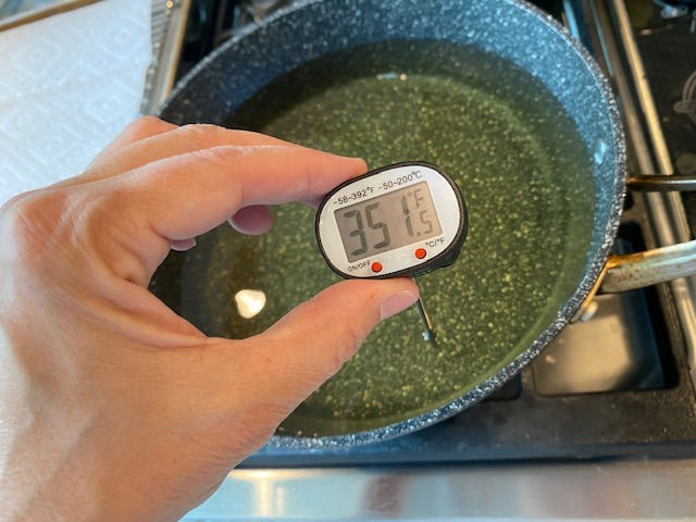 Heat oil to 350 degrees