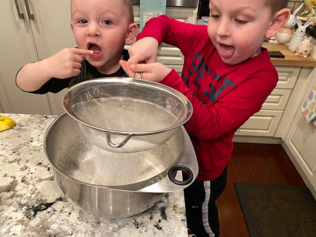 Sifting the flour