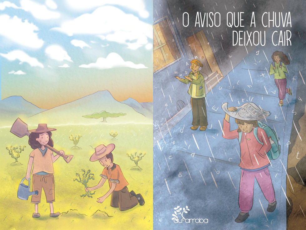 whimsical digital illustration of book cover about the environment