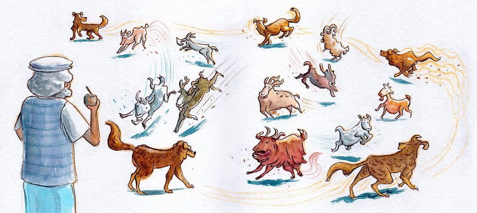 illustration watercolor motion goat characters