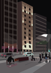 digital illustration sao paulo geometric avenue center fair night