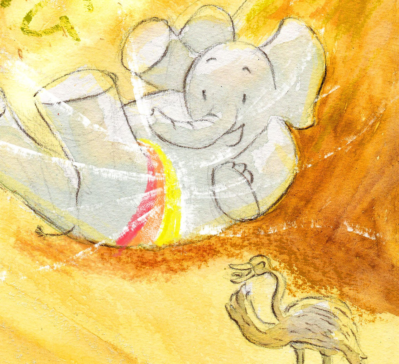 illustration watercolor character elephant