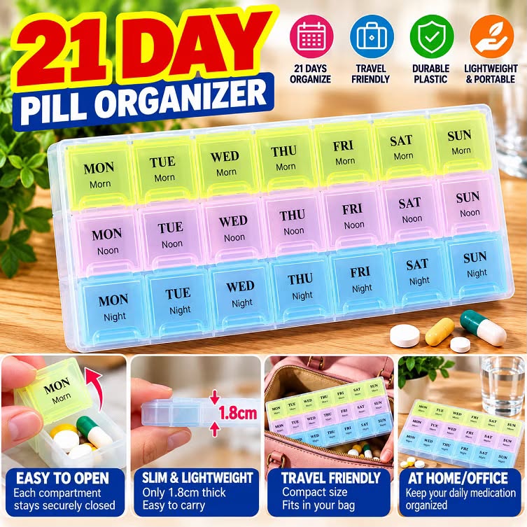 Flat organizer showing seven weekday columns and morning, noon and night rows