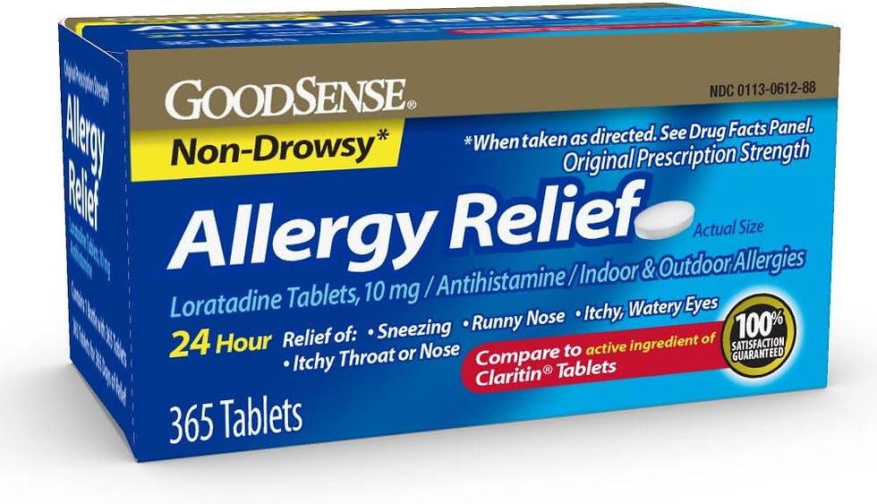 Allergy Relief Loratadine Tablets 10 mg, Compare to Claritin, Antihistamine, 24 Hour Allergy Relief