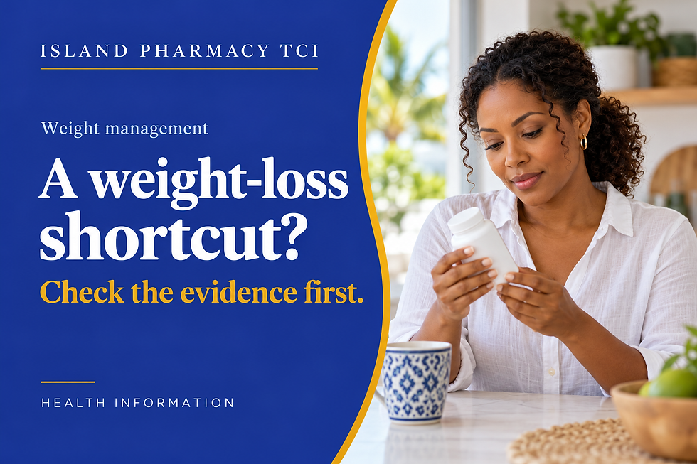 A weight-loss shortcut? Check the evidence first. — Island Pharmacy TCI Weight management guide.