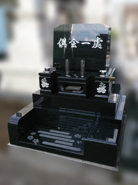洋型墓石　黒御影　小外柵