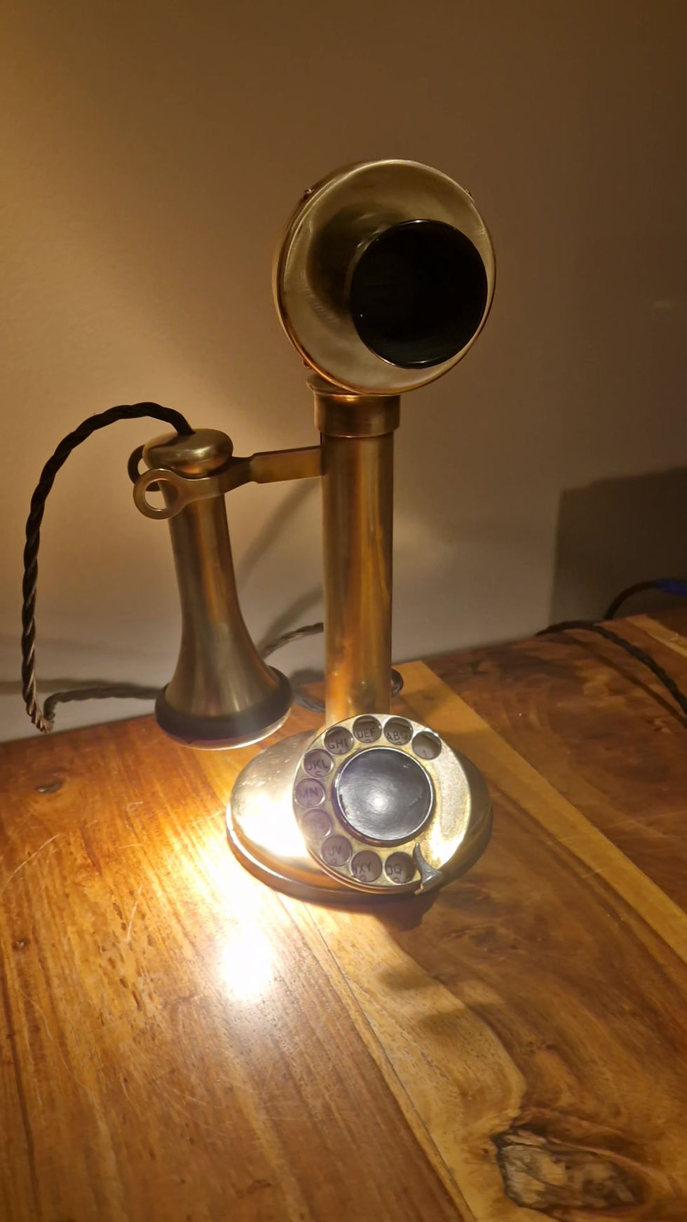 Thumbnail: Brass candlestick phone lamp
