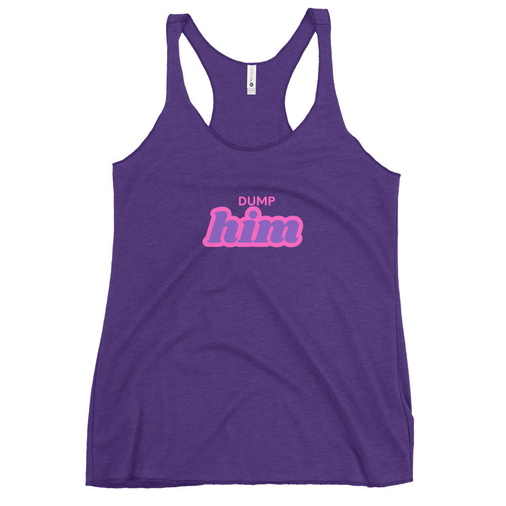 dump him retro purple/pink Women's Racerback Tank
