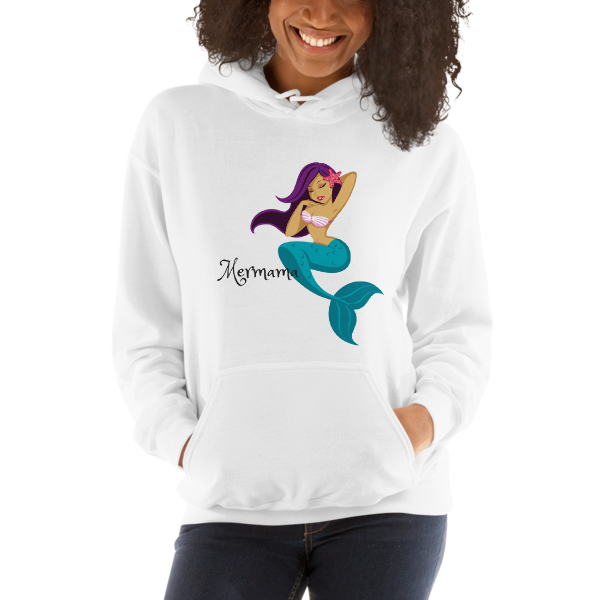 Mermama Mermaid Super Soft White Hoodie Sweatshirt