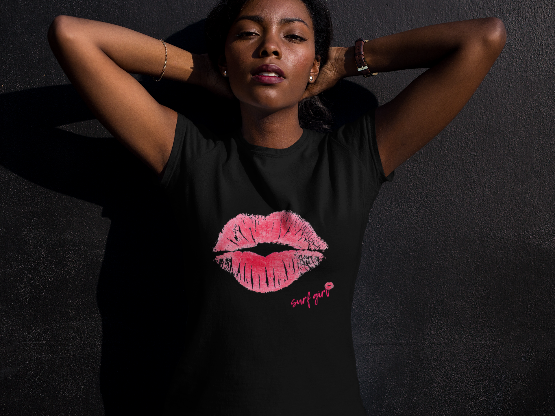 Surf Girl Smooch Soft Black Tee