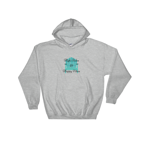 High Tides and Happy Vibes Beach Chair Super Soft Grey Hoodie Sweatshirt