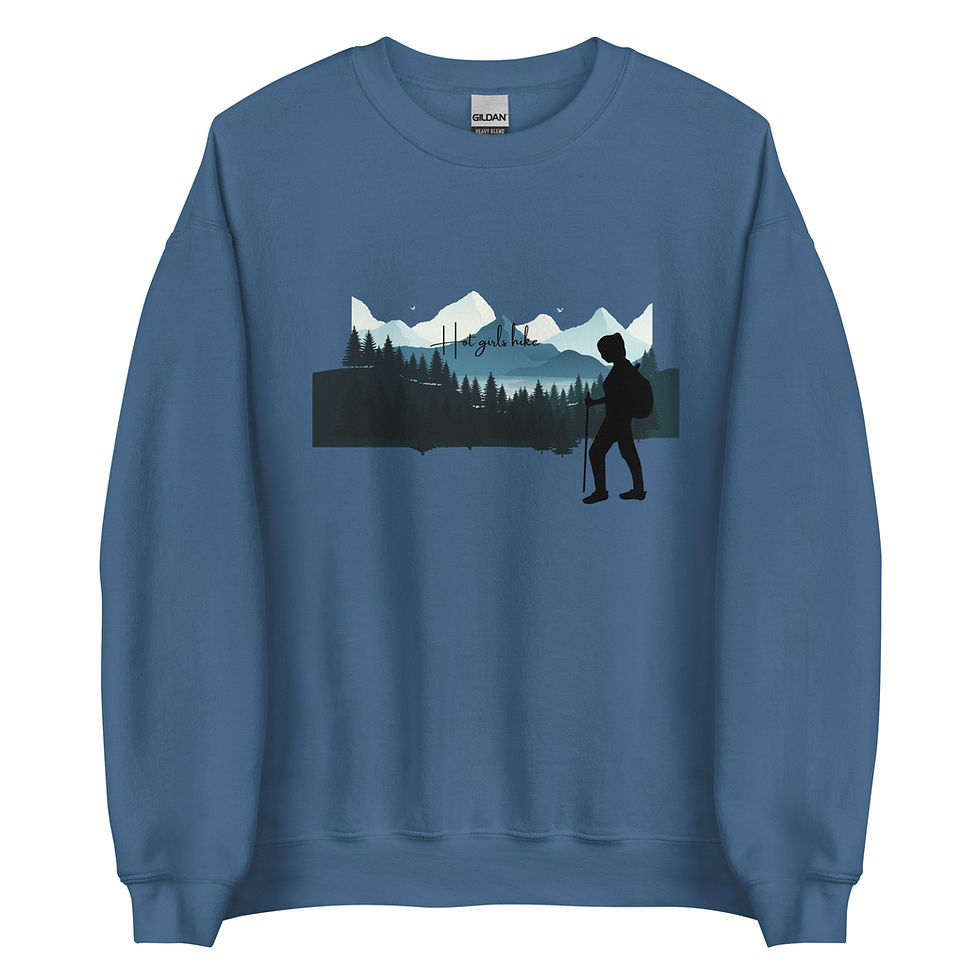 Indigo Color Hot Girls Hike Soft Crewneck Sweatshirt