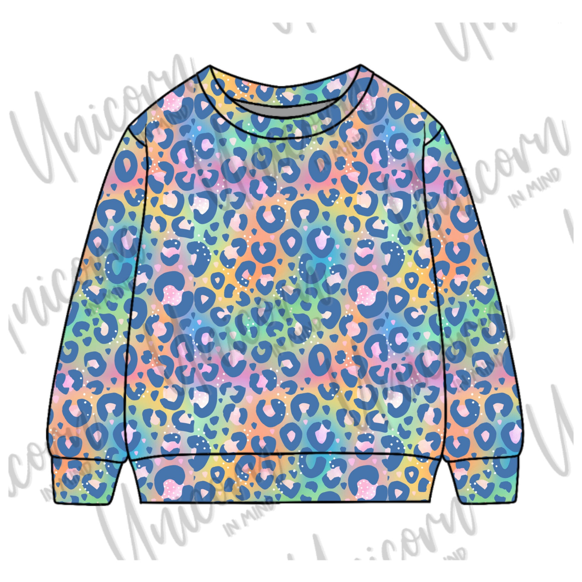 MADE TO ORDER Adults Rainbow Leopard Print Light Weight Sweatshirt