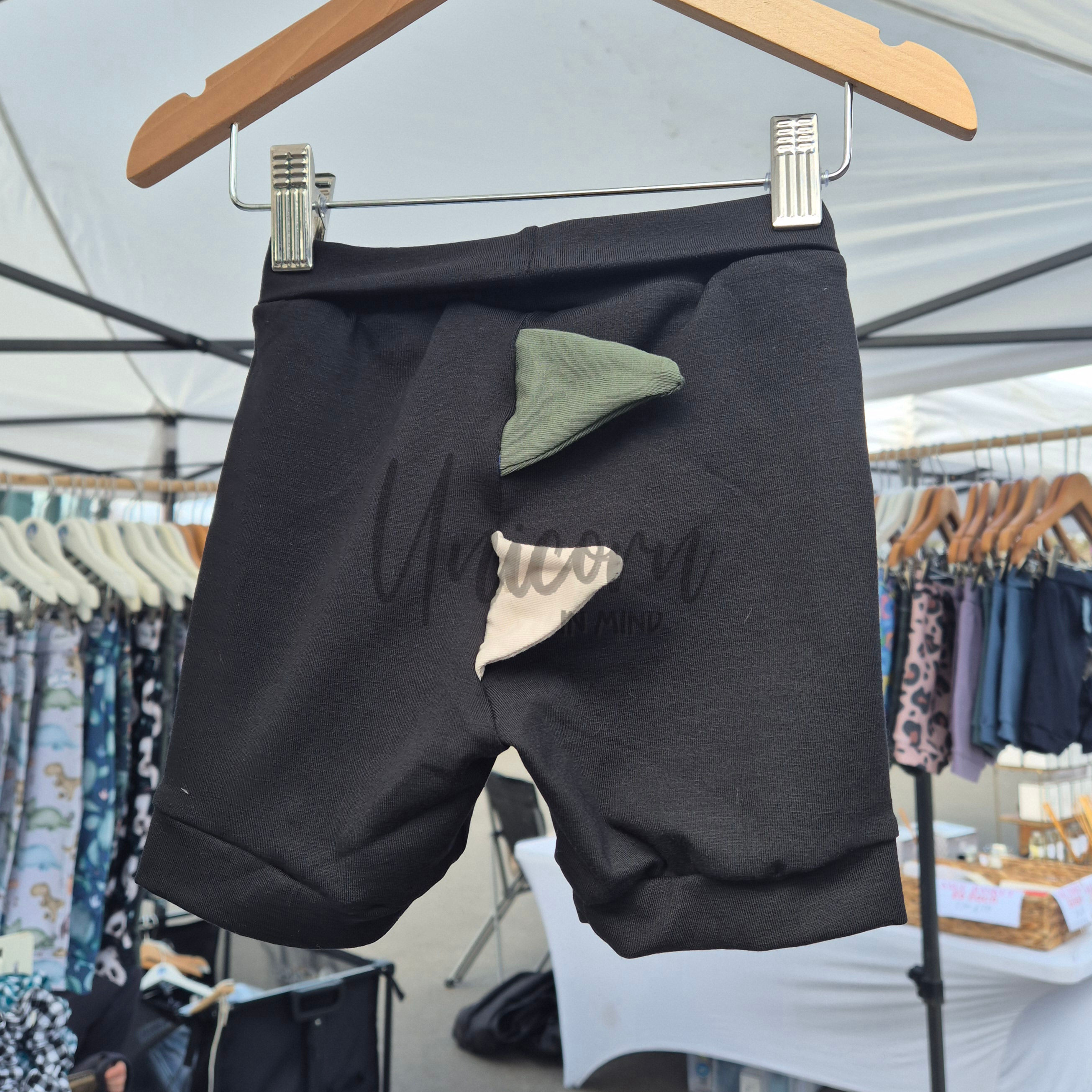 READY TO POST Black Dino Grow With Me Shorts