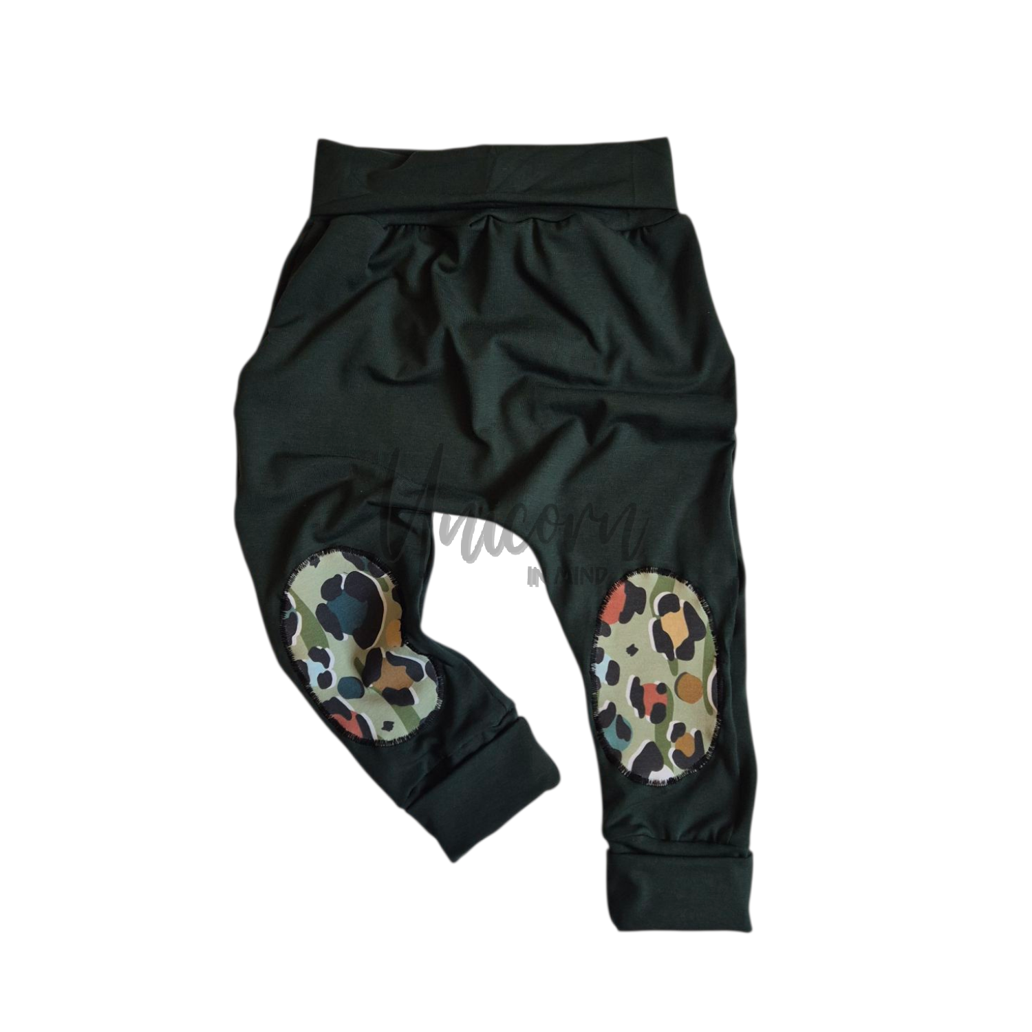 READY TO POST Dark Green (with animal print knee pad) Grow With Me Legg