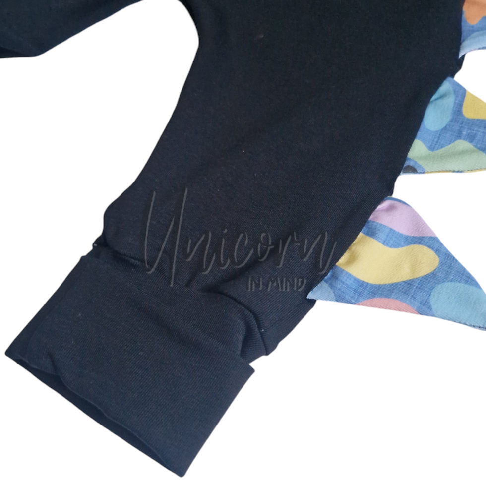 Thumbnail: READY TO POST Dark Navy Dino Grow With Me Leggings (abstract spikes)