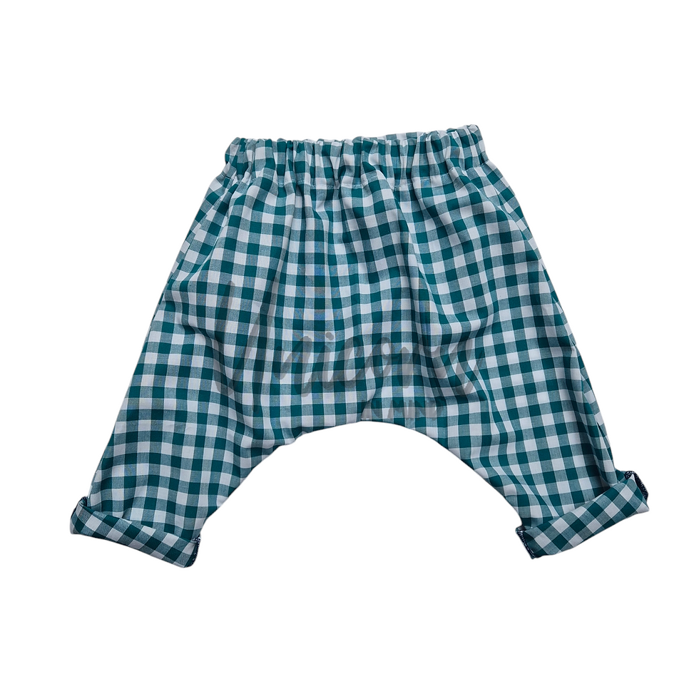Thumbnail: READY TO POST Teal Gingham Harem Trousers