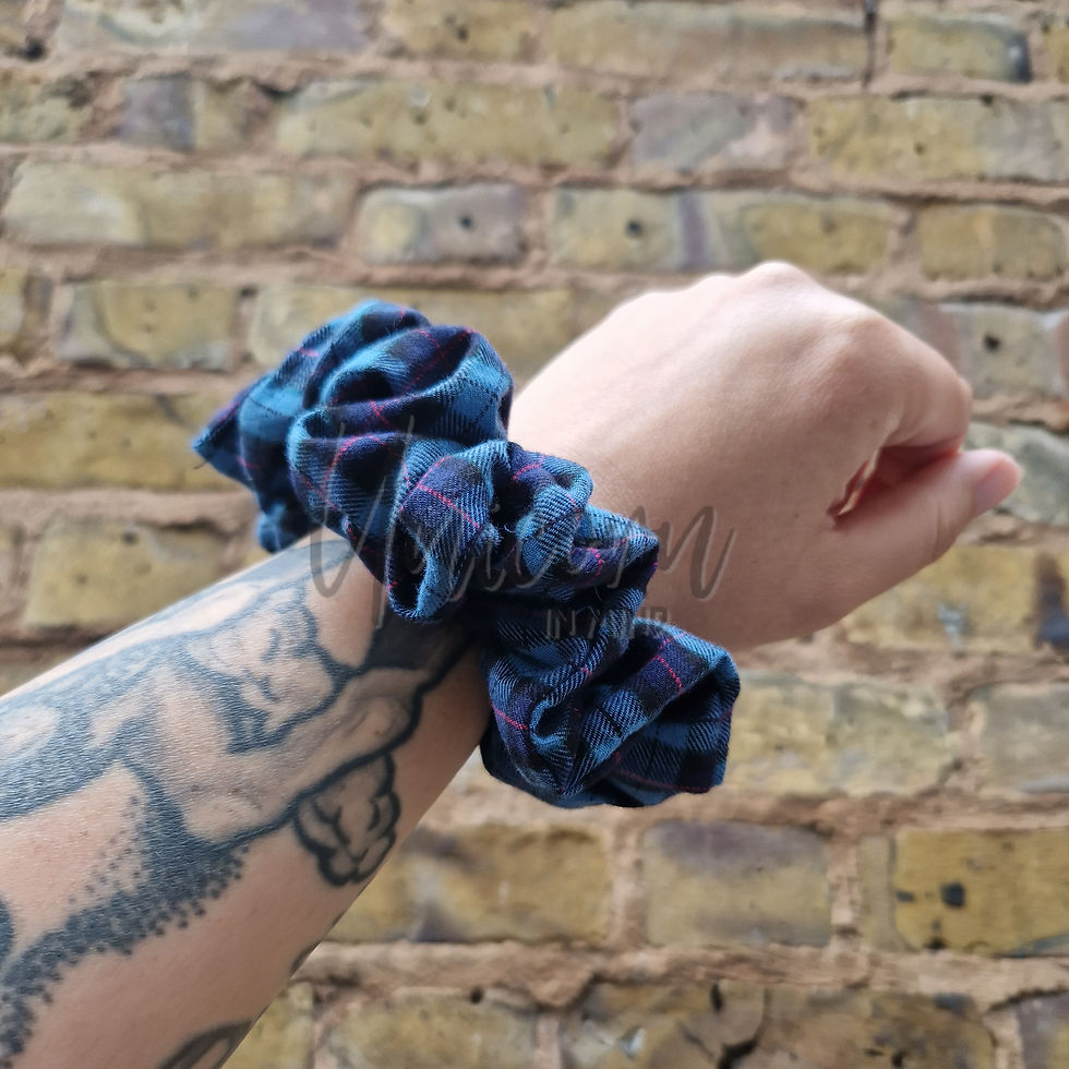 Thumbnail: READY TO POST Blue Tartan Scrunchie