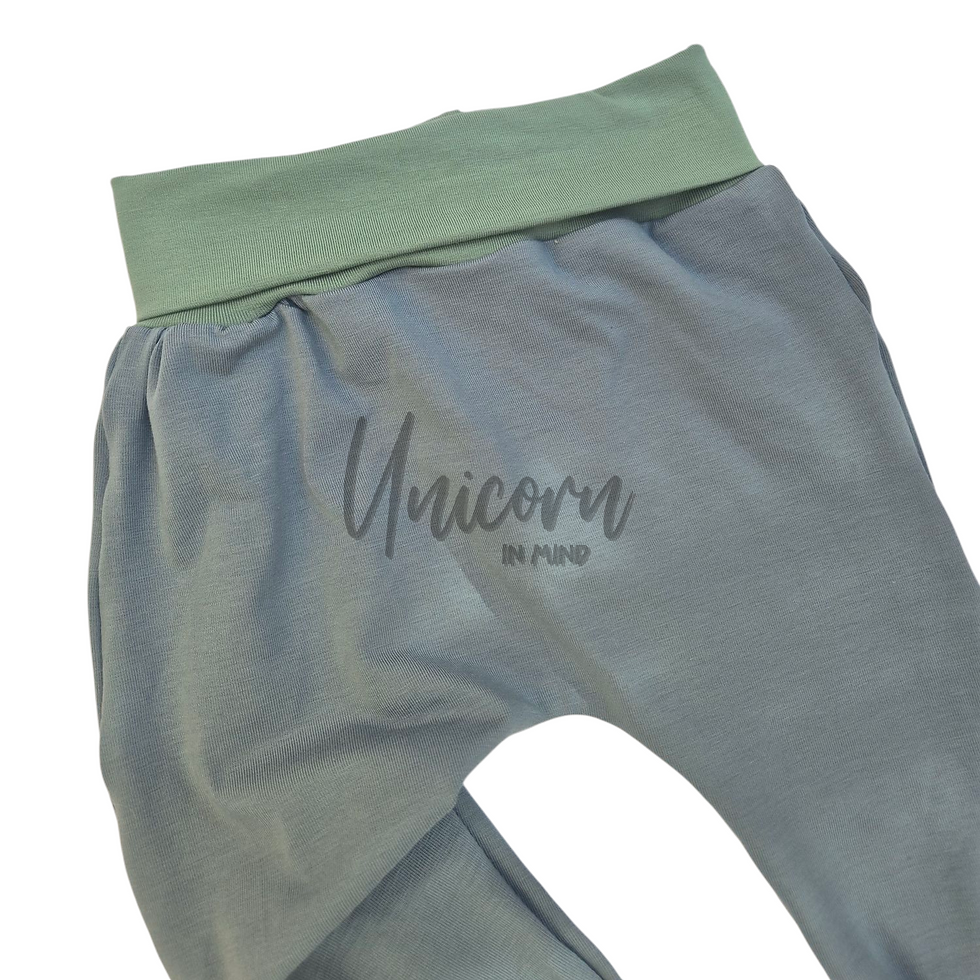 Thumbnail: READY TO POST Dusty Green/Dusty Blue Grow With Me Leggings