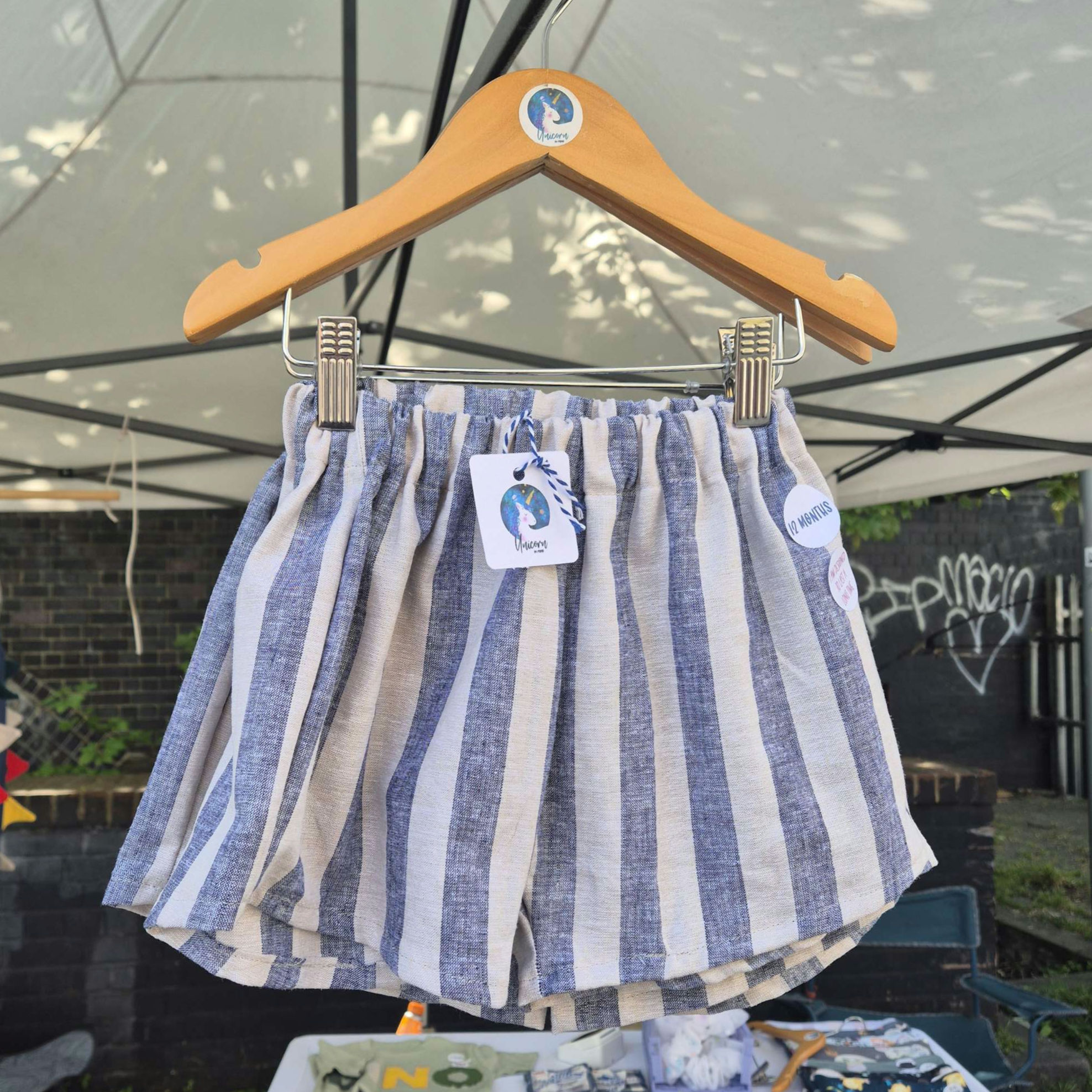 READY TO POST Stripe Blue/Sand Shorts