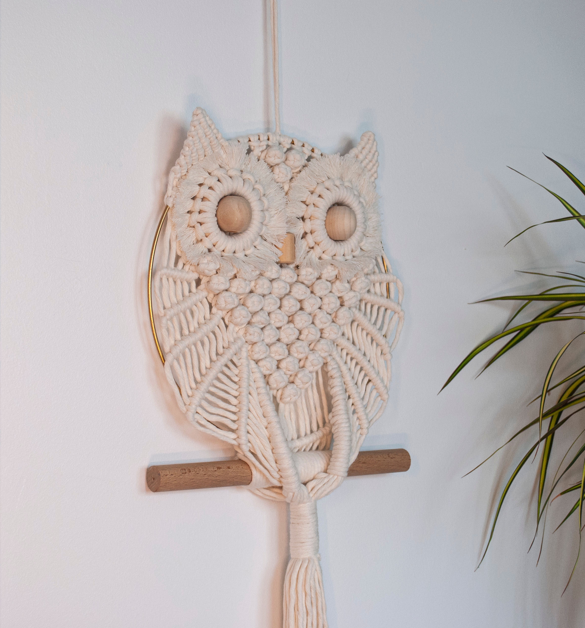 Hibou grand duc - Macramé -