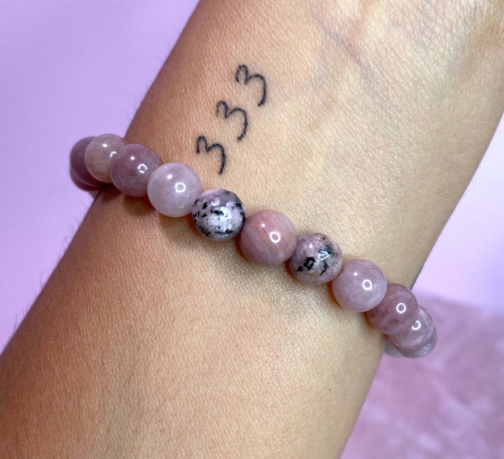 Strawberry Quartz, Rhodonite, & Pink Opal