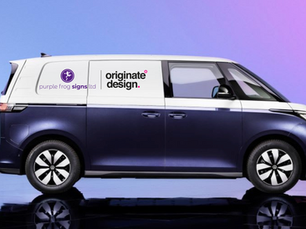 a white and purple electric van