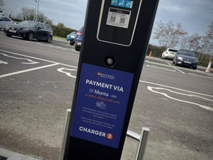 ev charger with printed instruction sign