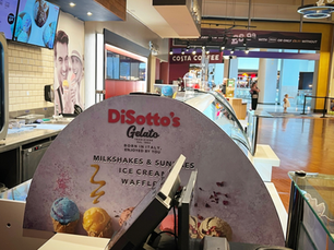advertising board on a cinema icecream counter