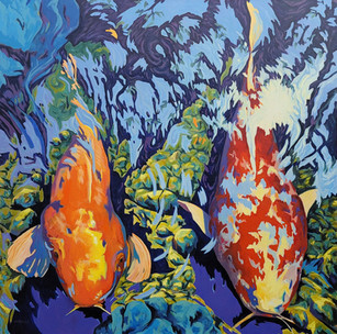 Sheila Lamberson, abstract painting of koi fish